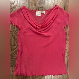 Vintage Y2K Pink Como Silk Blouse Top Medium